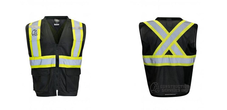 Custom Printed Hi Vis Traffic Safety Vest with Zipper Front, Tricot Polyester