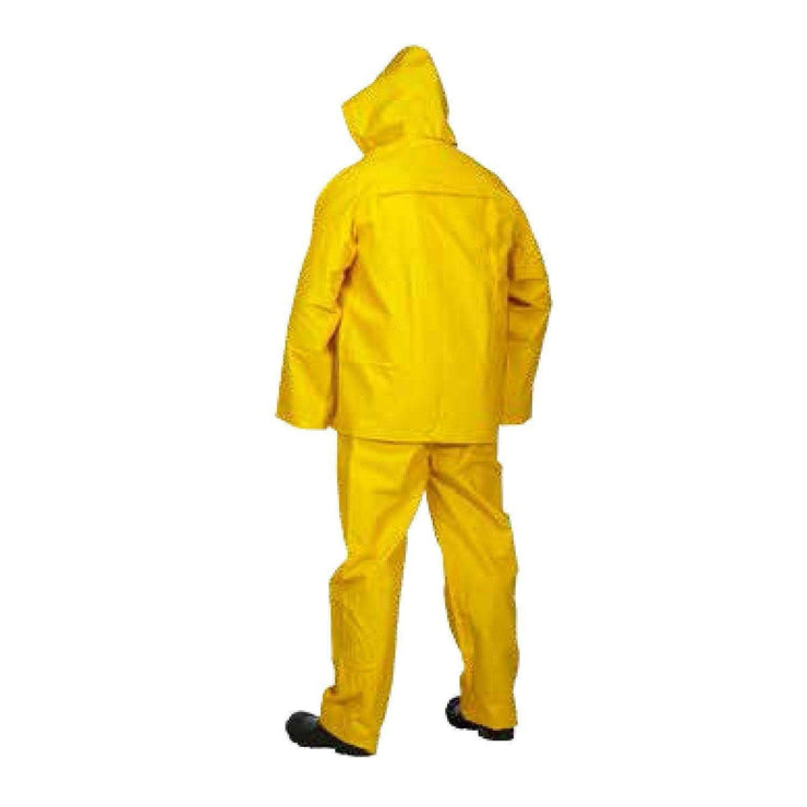 3-Piece Yellow PVC Rainsuit with Fire Resistant Coating - Hi Vis Safety