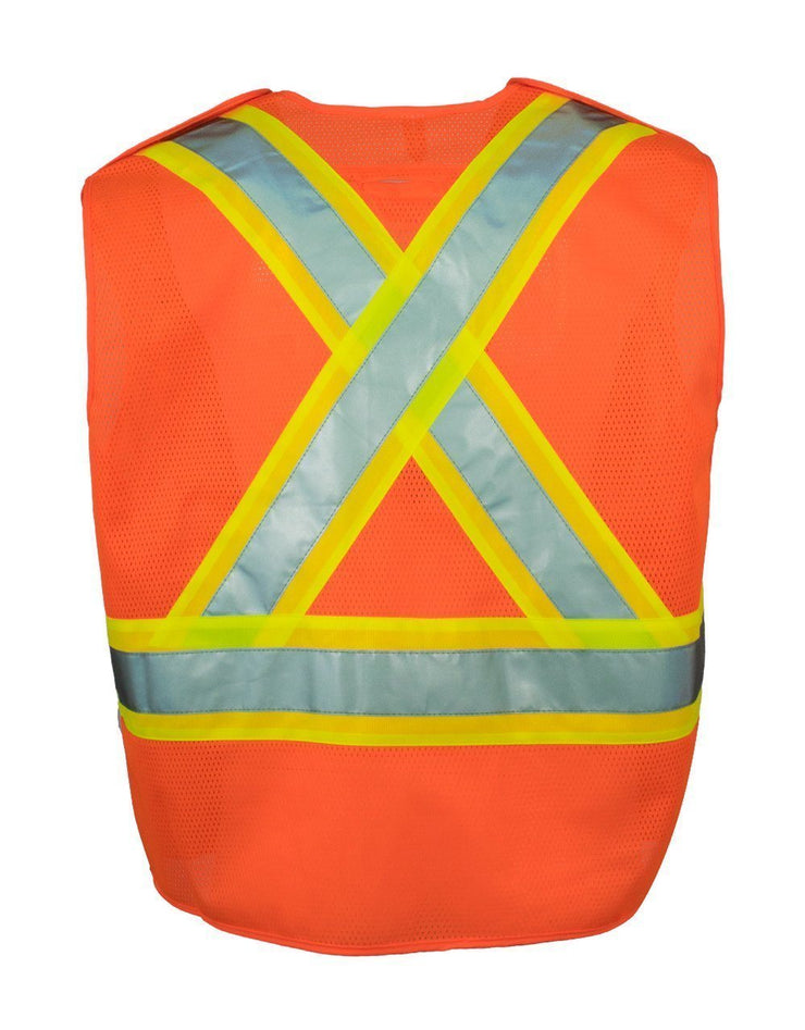 5-Point Tear-away Hi Vis Mesh Traffic Safety Vest, 3 Sizes - Hi Vis Safety