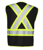 5-Point Tear-Away Hi Vis Traffic Safety Vest, Tricot Polyester, 3 Sizes - Hi Vis Safety