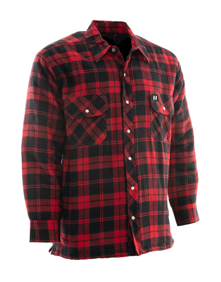 Red Plaid Quilt-Lined Flannel Shirt Jacket