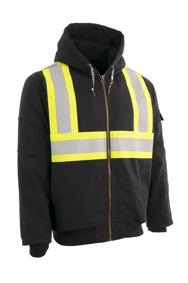 Hi Vis Canvas Safety Work Jacket with Sherpa Liner