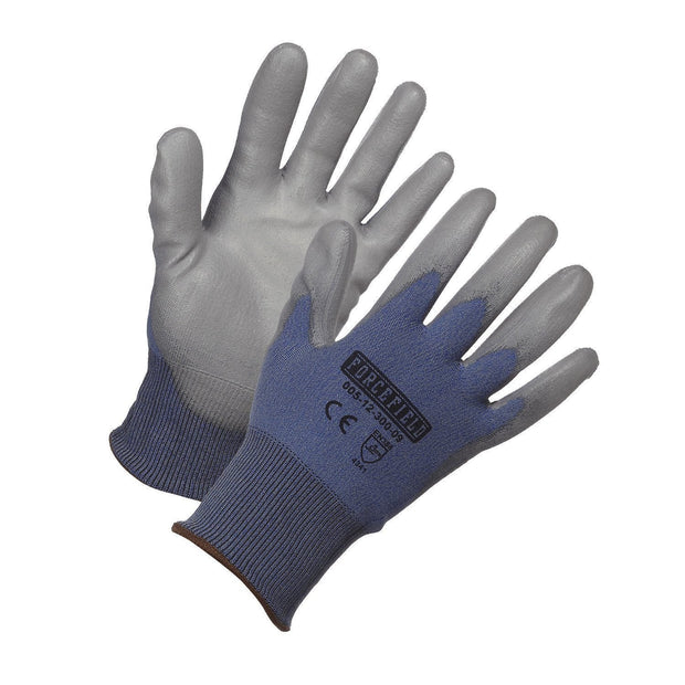 Blue HPPE Level 3 Cut Resistant Gloves, Polyurethane Coated - Hi Vis Safety
