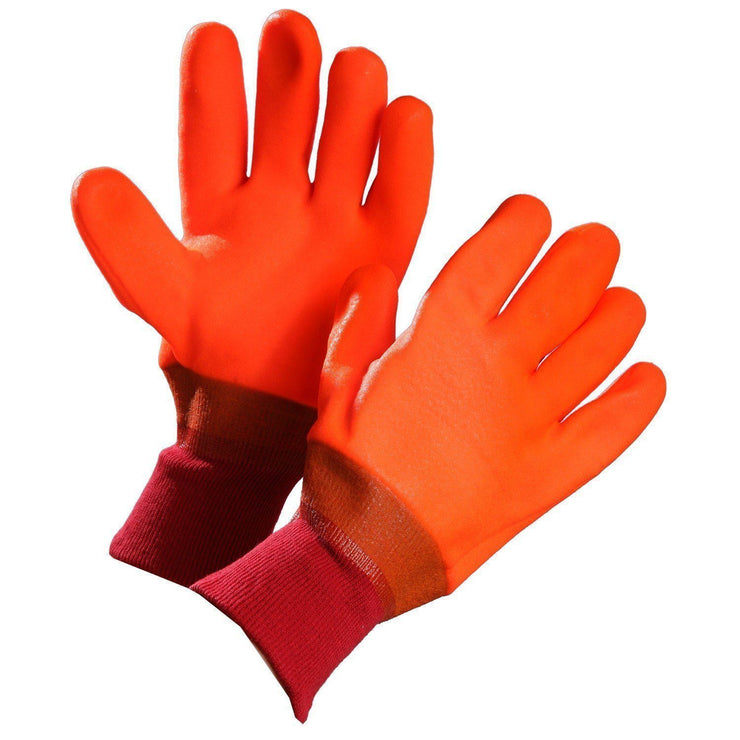 Chemical Resistant Gloves, Orange PVC Coated, Knitwrist, Premium Quality - Hi Vis Safety