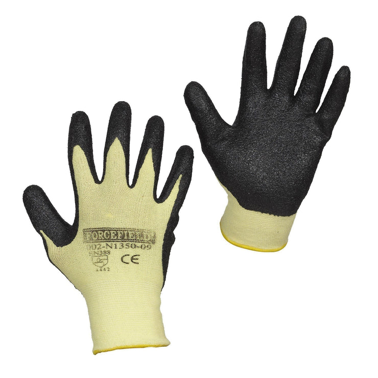 Cut Resistant Aramid Work Gloves, Nitrile Palm Coated - Hi Vis Safety