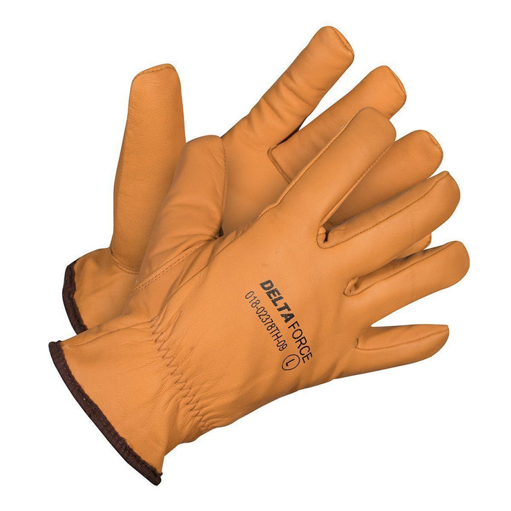 Delta Force Winter Water/Oil Resistant Goatskin Grain Leather Gloves - Hi Vis Safety