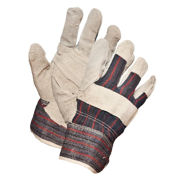 Economy Grade Split Leather Patch Palm Work Gloves - Hi Vis Safety