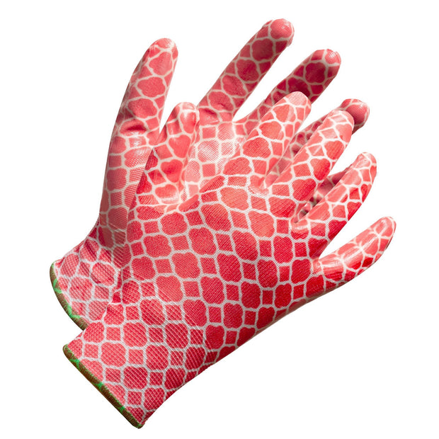 "Fieldwork Ladies Garden Gloves" Seamless Palm Nitrile Coated - Hi Vis Safety