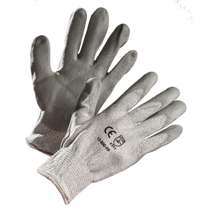 Grey HPPE Cut Resistant Glove, Polyurethane Palm Coated - Hi Vis Safety