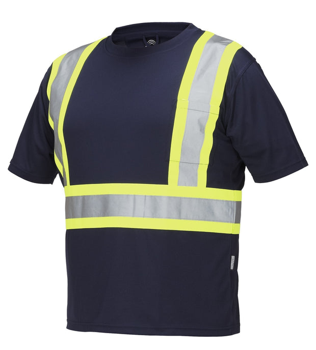 Hi Vis Crew Neck Short Sleeve Safety Tee Shirt with Chest Pocket - Hi Vis Safety