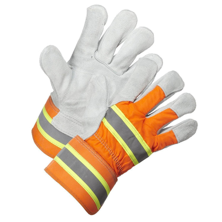 Hi-Vis Split Leather Work Glove - Hi Vis Safety