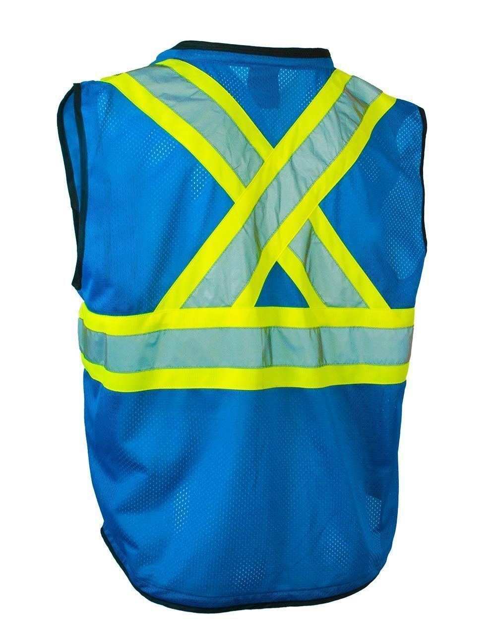 Hi Vis Traffic Safety Vest with Zipper Front, Tricot Polyester, 3