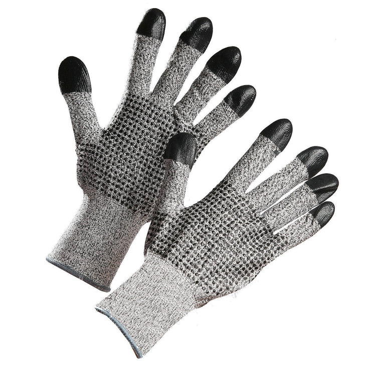 HPPE Cut Resistant Glove with Nitrile Dots on Palm & Nitrile-Dipped Finger Tips - Hi Vis Safety