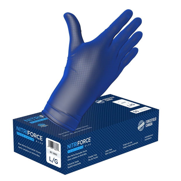 NitriForce Foodchain Textured Nitrile Disposable Gloves (Case of 500 Gloves) - Hi Vis Safety
