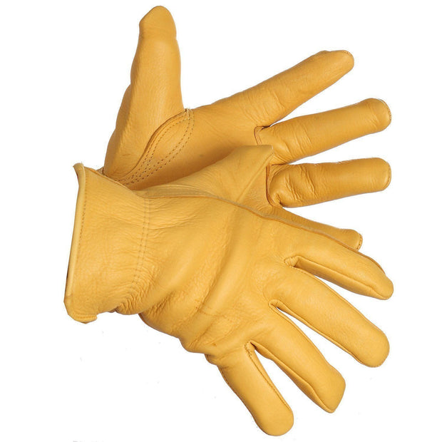 "Outlaw" Fleece Lined Deerskin Driver's Gloves - Hi Vis Safety