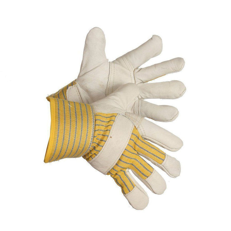"Pile Driver" Pile Lined Grain Leather Patch Palm Work Glove - Hi Vis Safety