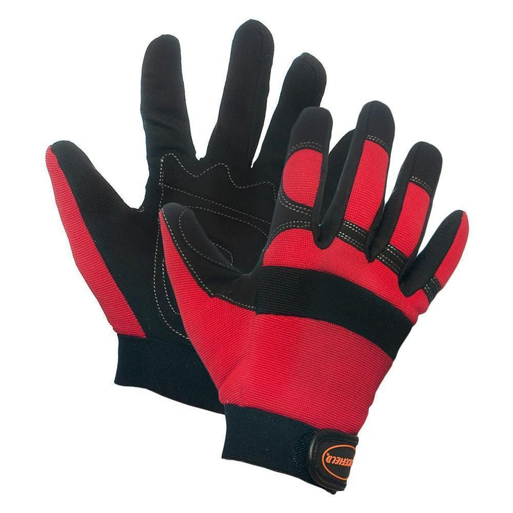 Red Spandex Padded Palm Mechanic's Gloves - Hi Vis Safety