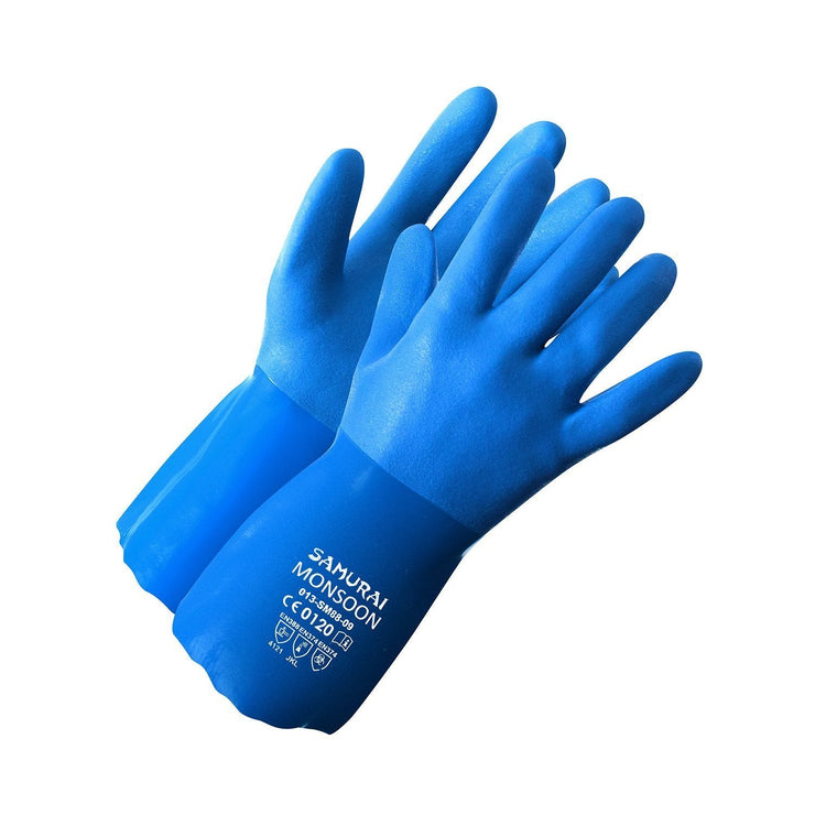"Samurai Monsoon" PVC Triple Dipped Glove, Jersey Liner - Hi Vis Safety