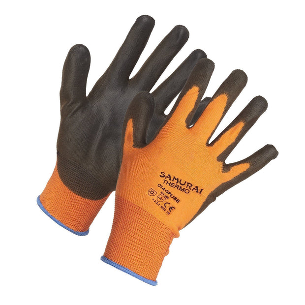 "Samurai Thermo" Lightweight Thermal Insulated Polyurethane Palm Coated High Performance Work Gloves - Hi Vis Safety