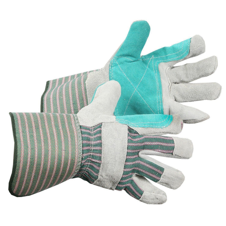Split Leather Double Palm Work Glove, Extended Cuff - Hi Vis Safety