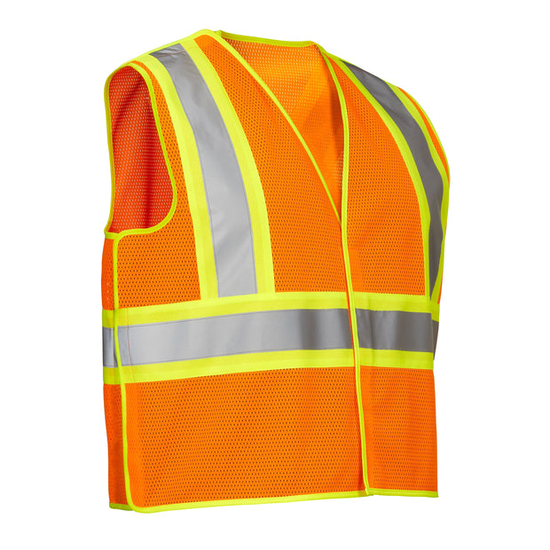 Polyester Mesh Safety Vest, 5-Point Tear-Away