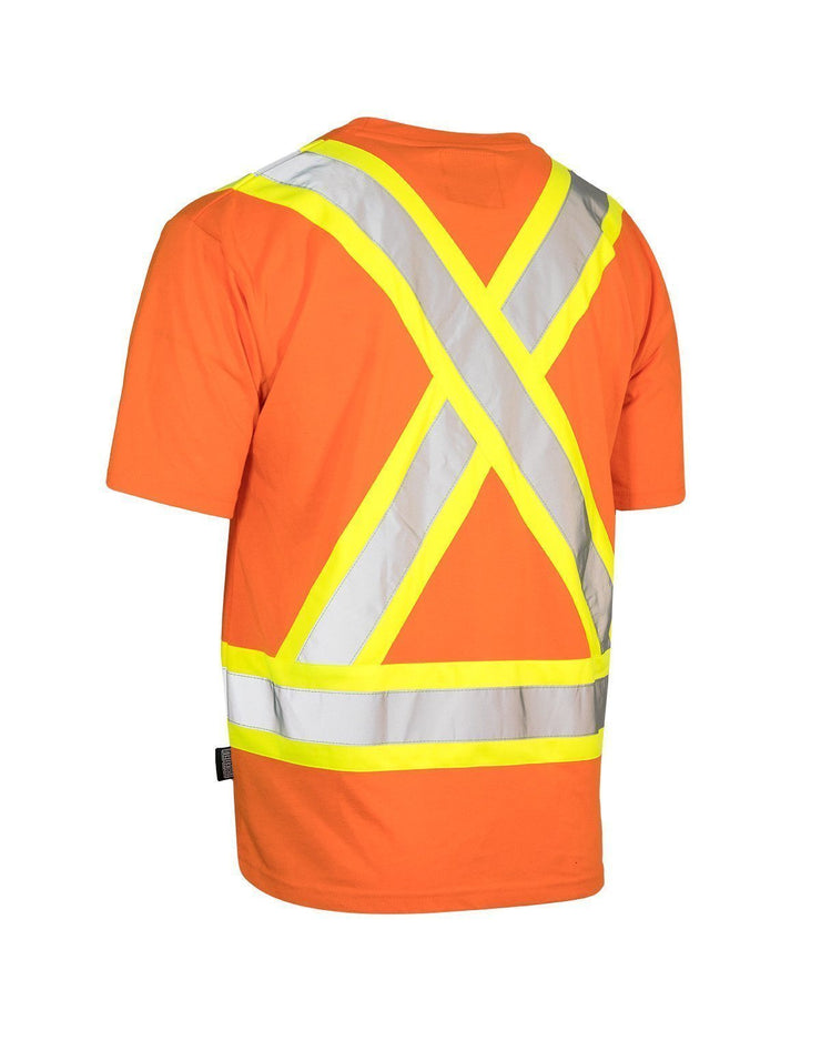 Ultracool Poly/Cotton Crew Neck Short Sleeve Safety Tee Shirt with Chest Pocket - Hi Vis Safety