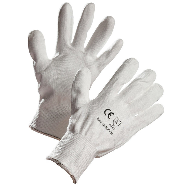 White HPPE Cut Resistant Glove, Polyurethane Palm Coated - Hi Vis Safety